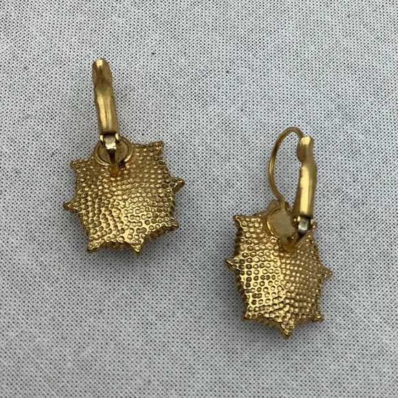 Gold-Tone Earrings with Glass Purple Gemstones - Picture 2 of 3